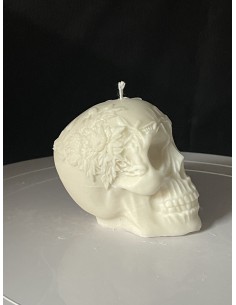 Vela Calavera con Decoración Lateral Flores