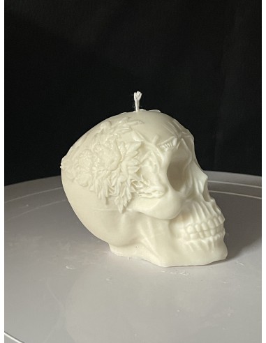 Vela Calavera con Decoración Lateral Flores